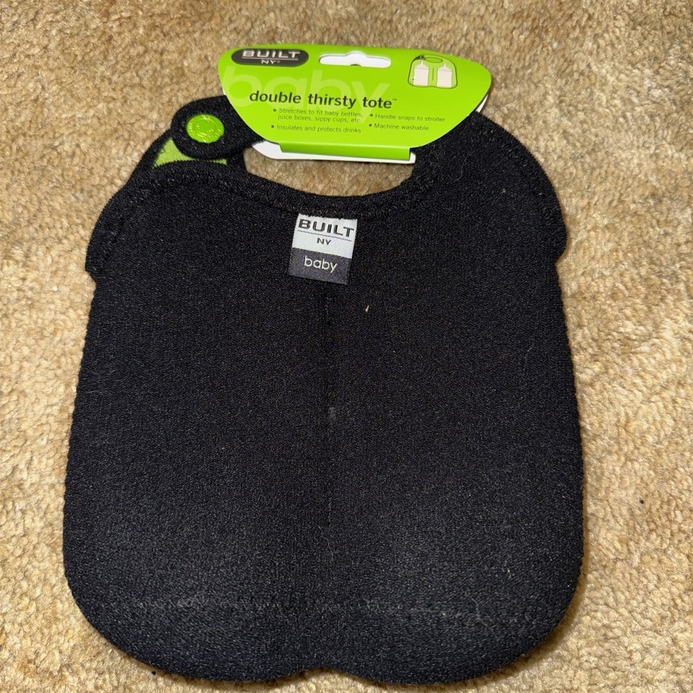 Built NY Double Thirsty Tote Neoprene Insulated Baby Bag Holder Black NWT